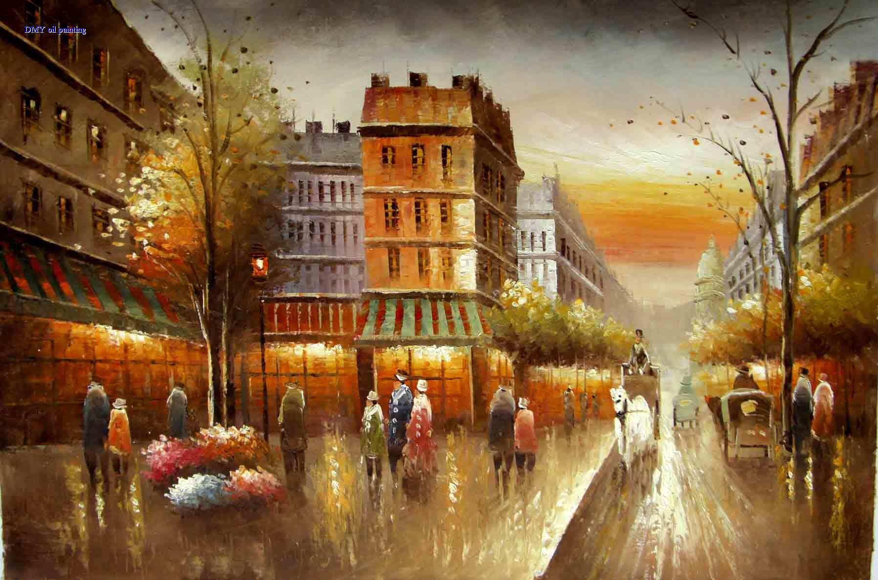 Oil Paintings: City Streets | Oil Paintings Reproduction ...